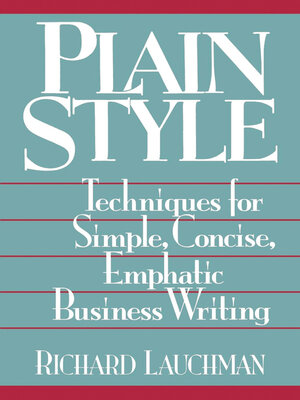 cover image of Plain Style